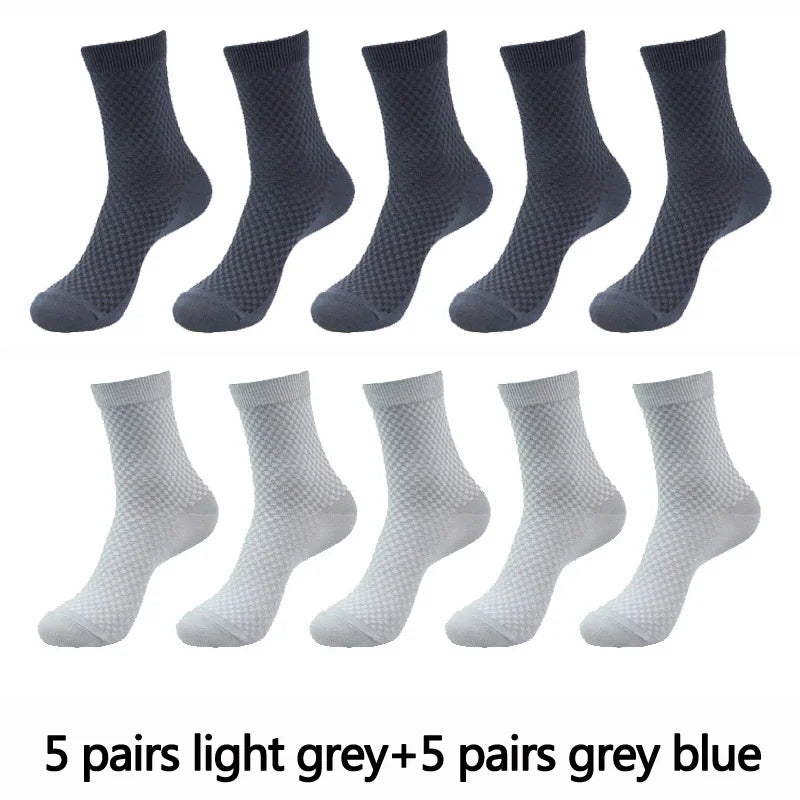 Bamboo Fiber Men's Socks Compression Long Crew — Black | KIMLUD