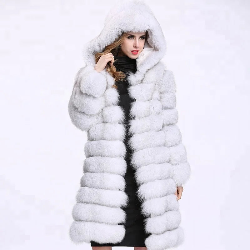 Wholesaler Women Fake Fur Long Coat Parka Coat Jacket in Winter Fall Oversize Luxe Panelled Faux Fur Coat