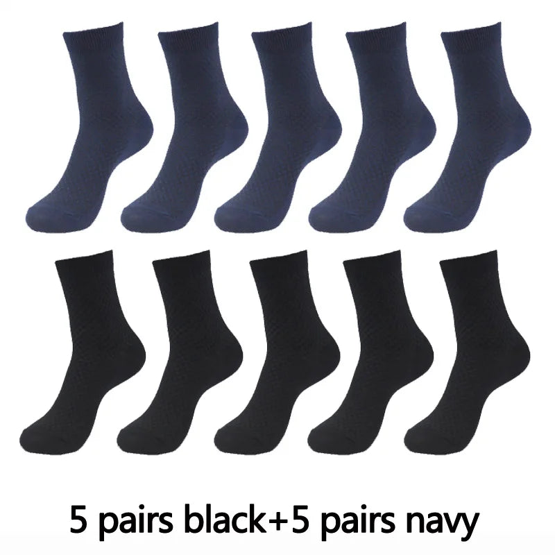 Bamboo Fiber Men's Socks Compression Long Crew — Black | KIMLUD