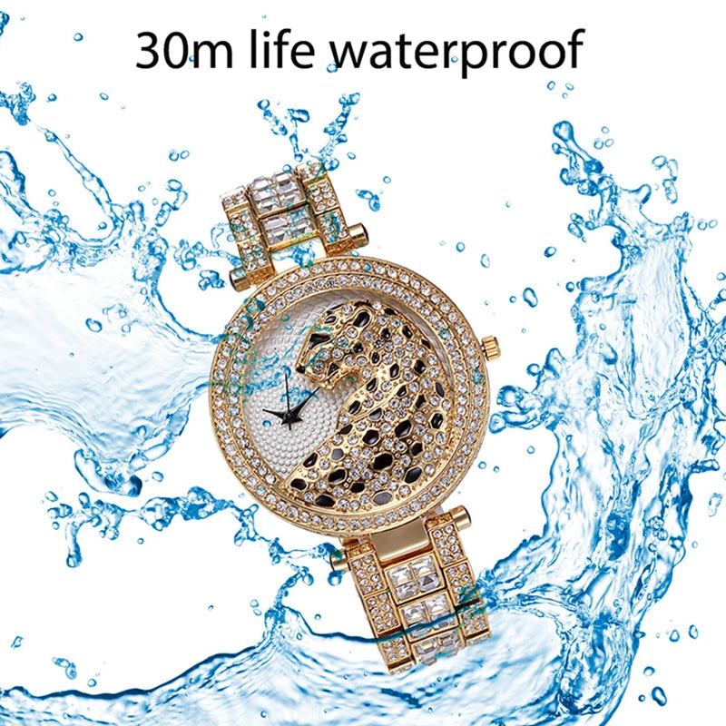MISSFOX Tiger Wonder Women Fashion Watches Quartz Bracelet Watch Timepiece Golden Clock Ladies Gold Shockproof Waterproof Watch