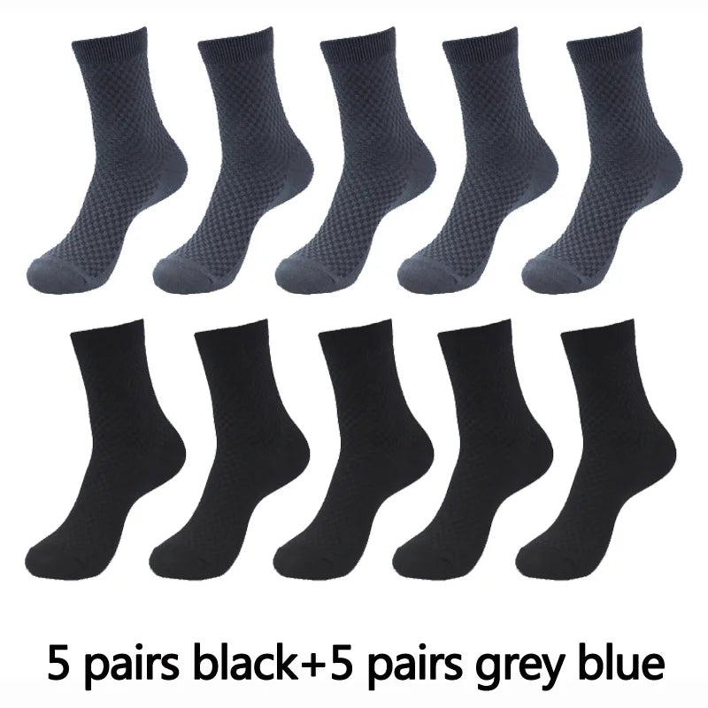Bamboo Fiber Men's Socks Compression Long Crew — Black | KIMLUD