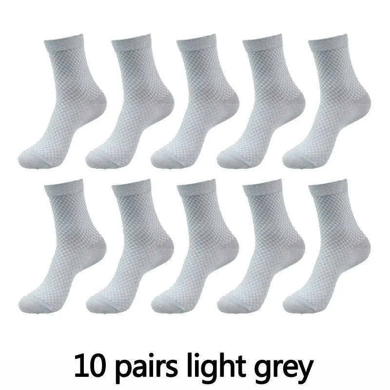 Bamboo Fiber Men's Socks Compression Long Crew — Black | KIMLUD