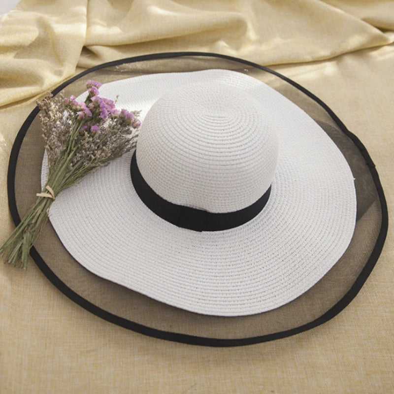 Elegant Wide Brim Straw Solid Sun Hat — Natural | KIMLUD