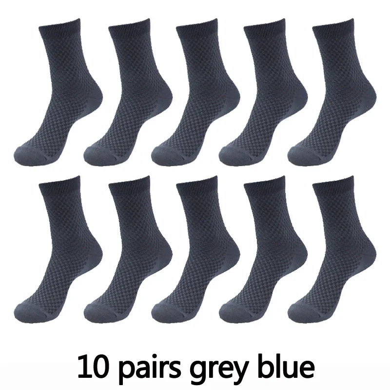 Bamboo Fiber Men's Socks Compression Long Crew — Black | KIMLUD