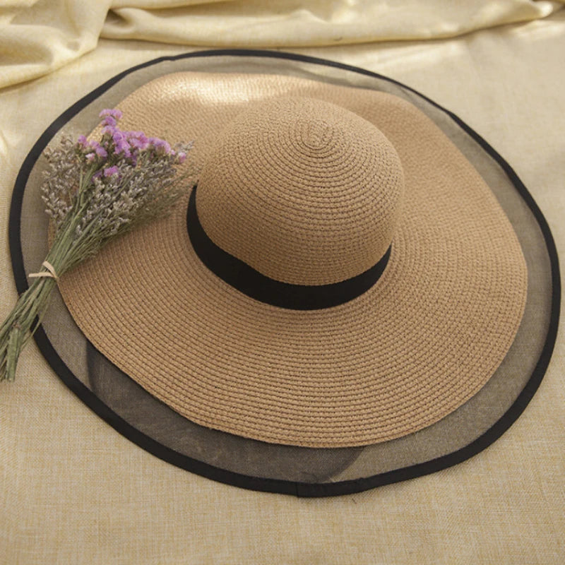 Elegant Wide Brim Straw Solid Sun Hat — Natural | KIMLUD