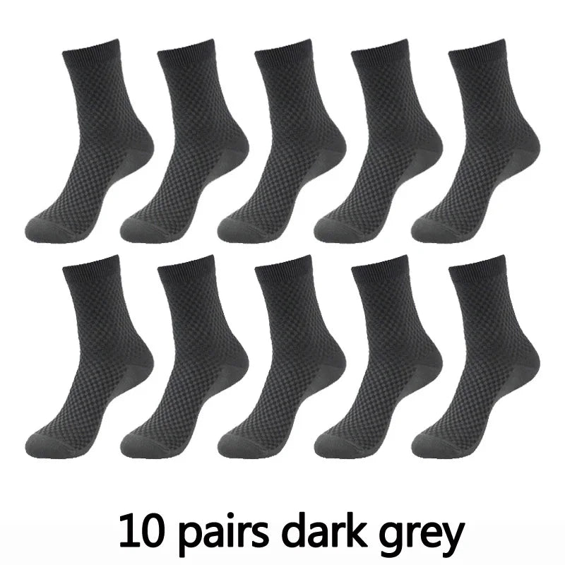 Bamboo Fiber Men's Socks Compression Long Crew — Black | KIMLUD