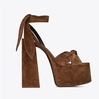 Silk Sandals Platform Ankle Strap Open Toe — Red | KIMLUD