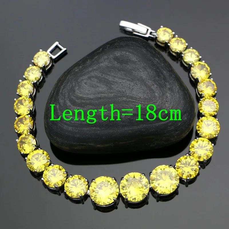 Sterling Silver Bridal Jewelry Set Cubic Zirconia — Canary Yellow | KIMLUD