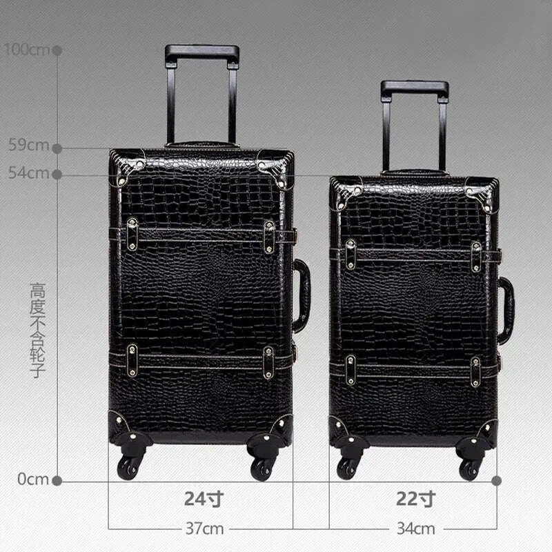 KIMLUD, Crocodile Pattern Fashion Suitcase PU Password Travel Rolling Luggage Carry On Classical Spinner Trolley Leather Suitcase, KIMLUD Womens Clothes
