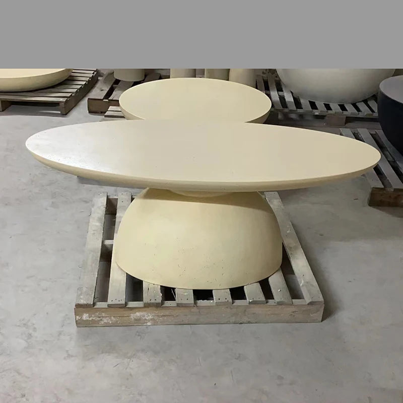 KIMLUD, Rice White Cement Concrete Furniture Apartment Durable Custom Midcentury Asian Outdoor Quality Tea Table Restaurant Furniture, KIMLUD Womens Clothes