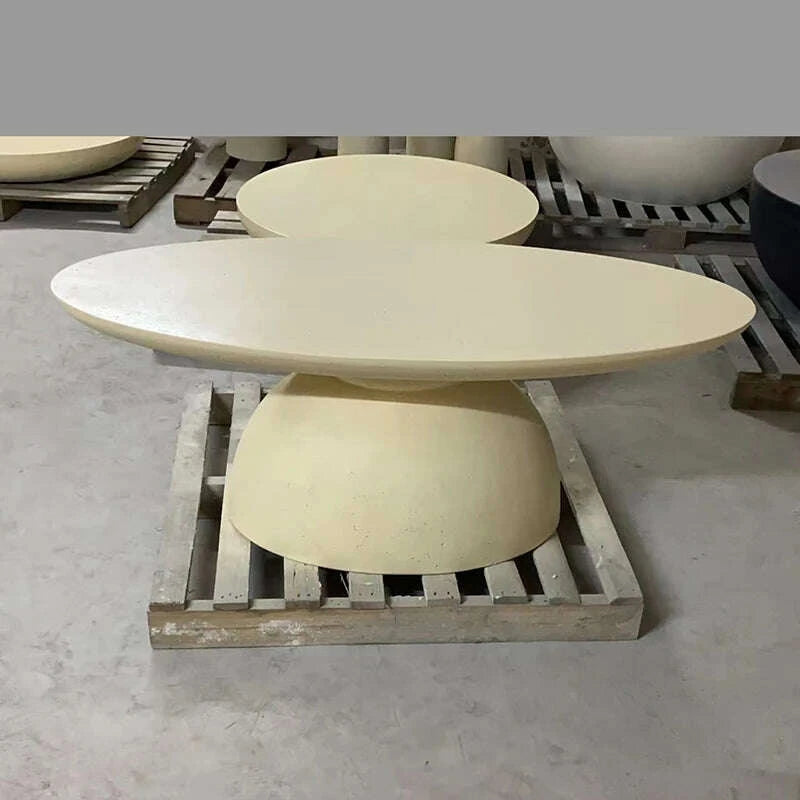 KIMLUD, Rice White Cement Concrete Furniture Apartment Durable Custom Midcentury Asian Outdoor Quality Tea Table Restaurant Furniture, KIMLUD Womens Clothes