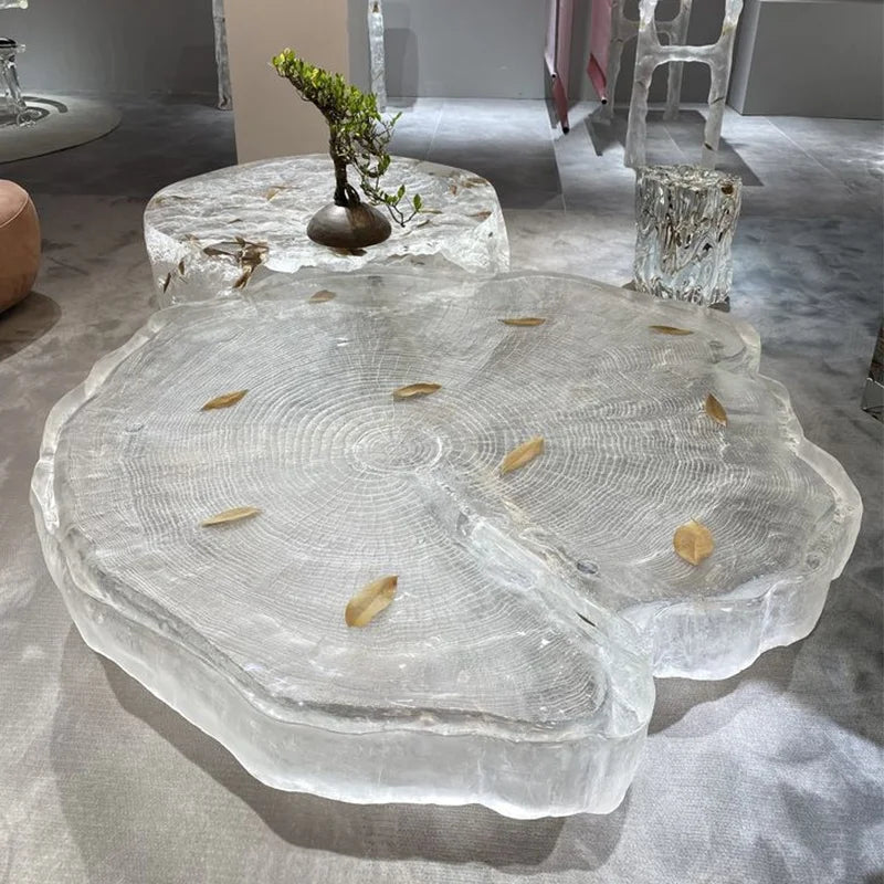 Modern Asymmetrical Transparent Coffee Table Creative Design for Luxury Tea Table Panel Small Apartment Living Room Furniture
