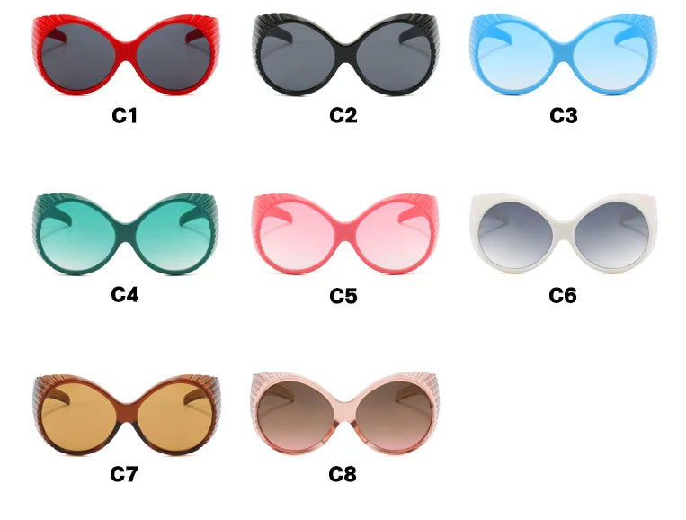 PC Thick Frame Round Sunglasses Solid — Black | KIMLUD