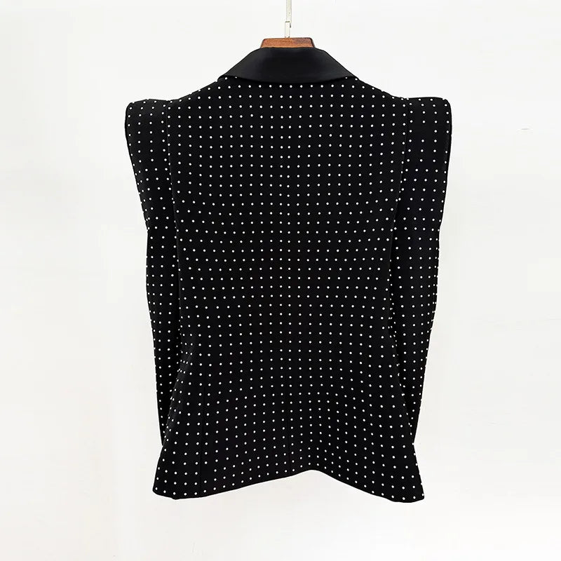 Beaded Blazer Striped Matching Sets — Black | KIMLUD