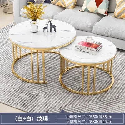 Black Marble Nesting Coffee Table Set Nordic Style — Gold | KIMLUD