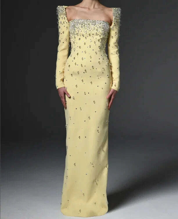 white christmas dresses LS2656 Ladies Casual Dress Solid Square Neck Long Sleeve Crystal Party Luxury  Dresses Women Elegant