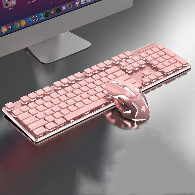 Metal Chassis Keyboard And Mouse Set Ultra-Thin Wireless Mechanical — Matte Black | KIMLUD
