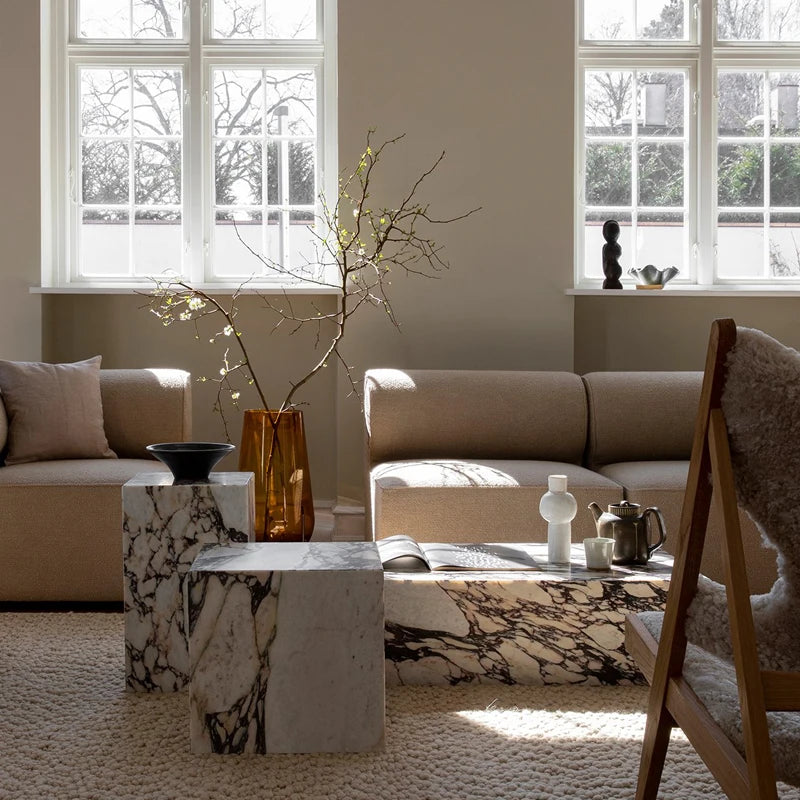 Stonekocc Luxury 100% Italy Calacatta Violet Marble Plinth Coffee Table Rectangle Base 40x40 30x30x50 100x60x30cm Home Furniture