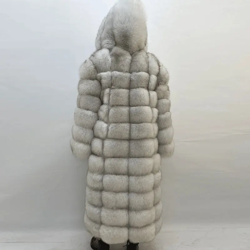 Customizable Size Thick Warm Full Sleeves Hooded High Quality Natural Fur Fashion Overcoat Winter Women Real Fox Fur Coat