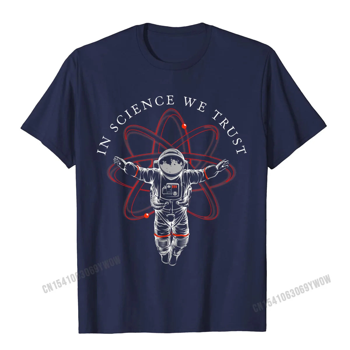 Men's T-Shirt – In Science We Trust Astronaut Print – Cotton Black | KIMLUD