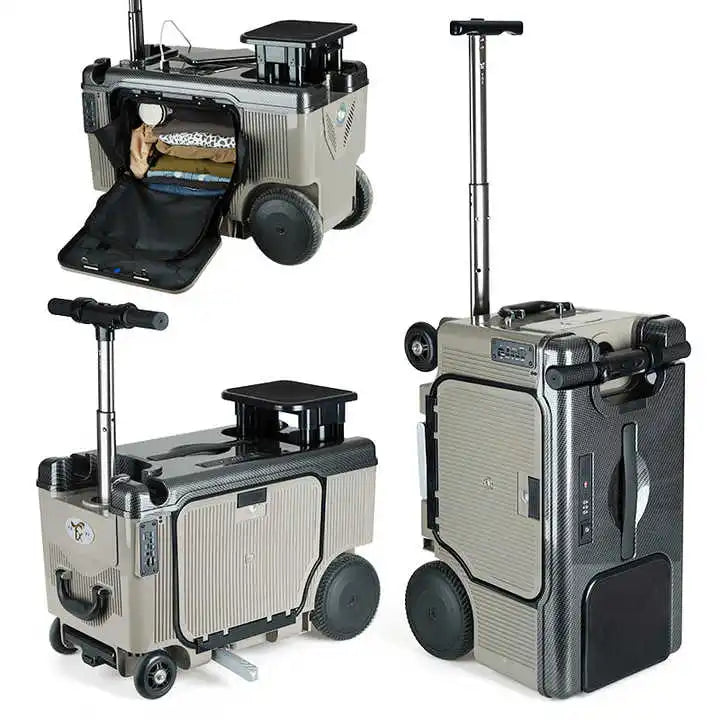 ABS Luggage 20-Inch Rideable Electric — Black | KIMLUD