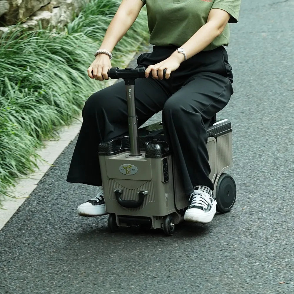 FENGJIU Electric Luggage with Strong Carrying Capacity for Adults to Ride on Smart Luggage with Extendable Pull Rod