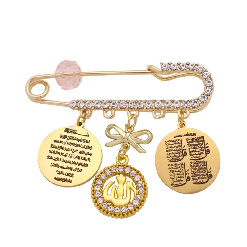 Gold-Tone Brooch Ayatul Kursi Four Qul Suras — Gold-Tone | KIMLUD