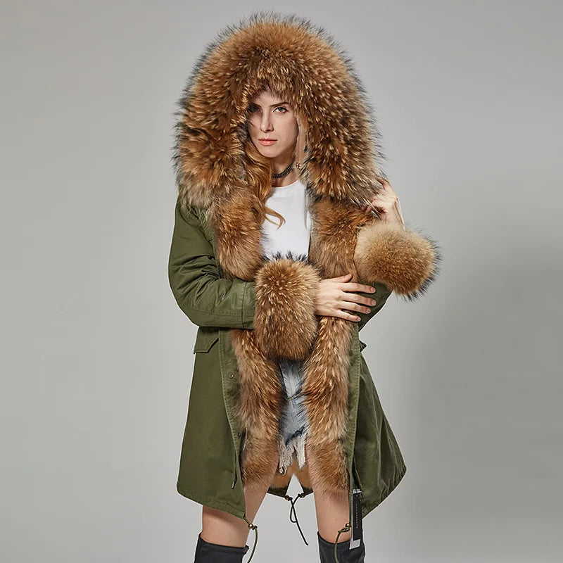 2023 Super Hot Winter Jacket Hooded Long Overcoat Parkas Female Clothes Removable Real Fox Fur Collar Coats Woman