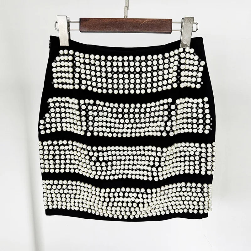 Beaded Blazer Striped Matching Sets — Black | KIMLUD