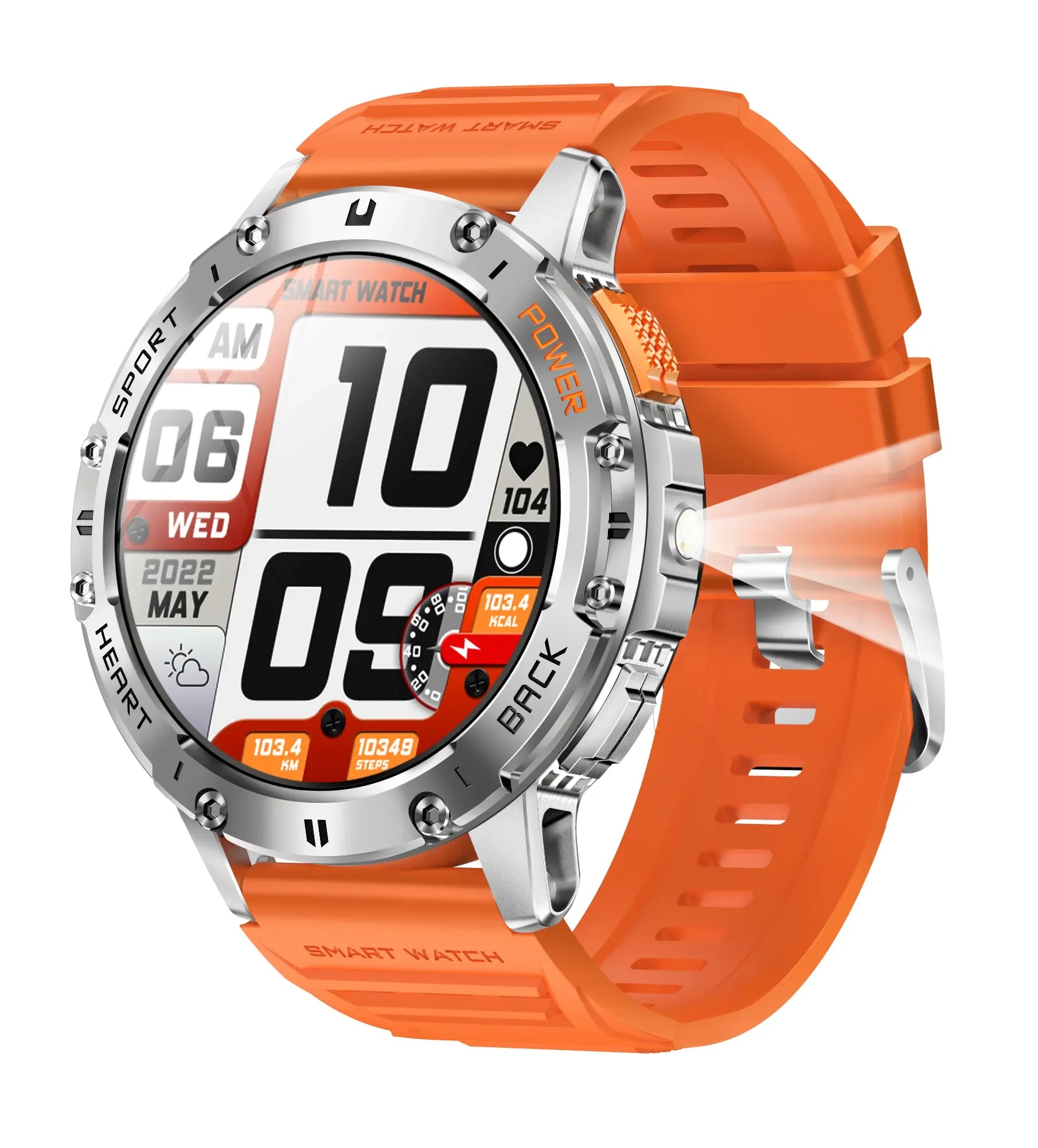 YTGEE AMOLED K65 Smartwatch Sport Smart Watch for Outdoor with Flashlight
