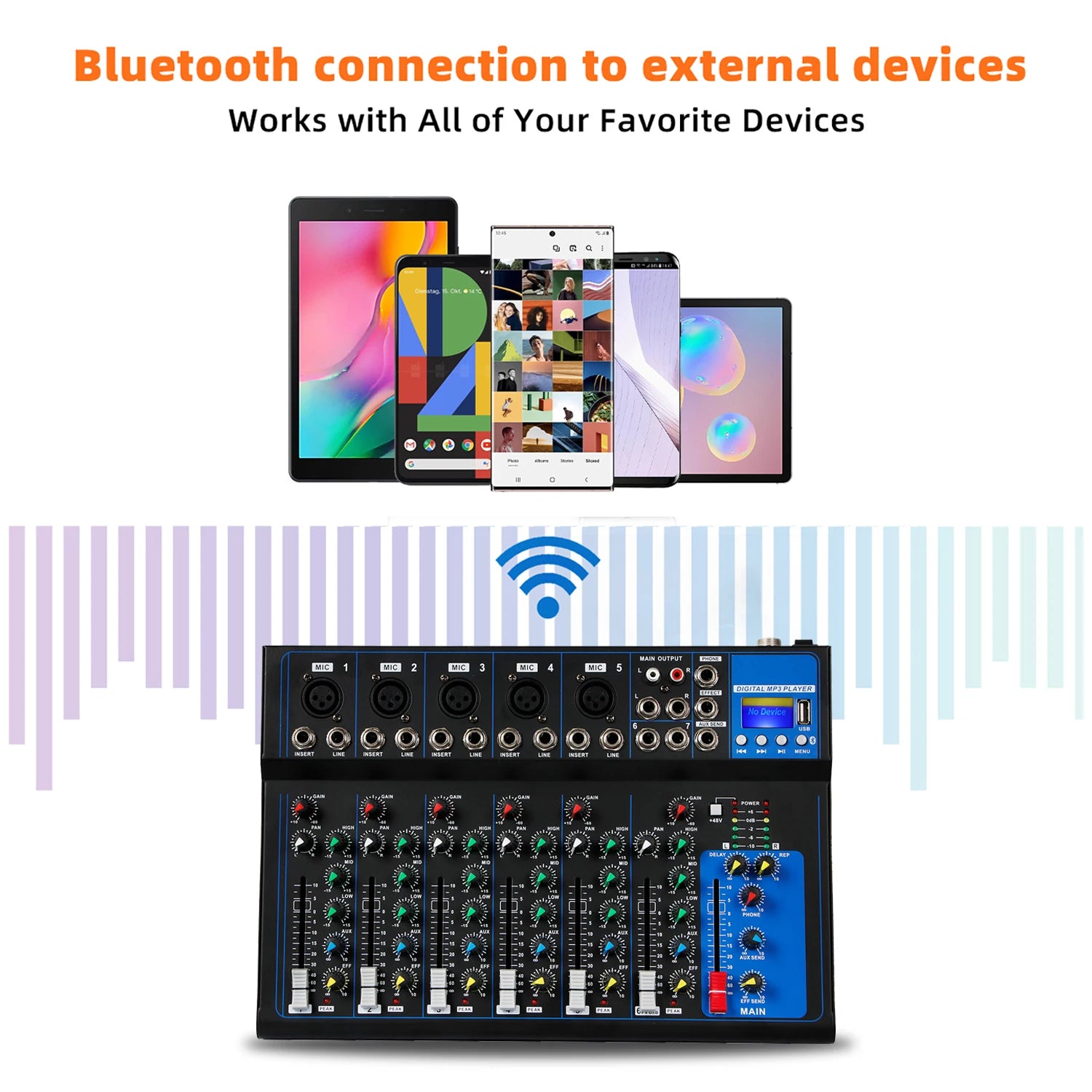 Digital DJ Mixing Console 7-Channel USB Interface With Studio-Grade Sound — Black | KIMLUD