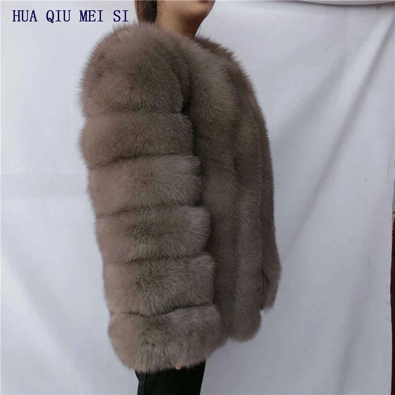 KIMLUD, Women's clothing fur coat red fox coat vertical stripe silver fox red fox fur coat fox fur coat women's natural fur coat coat, KIMLUD Womens Clothes