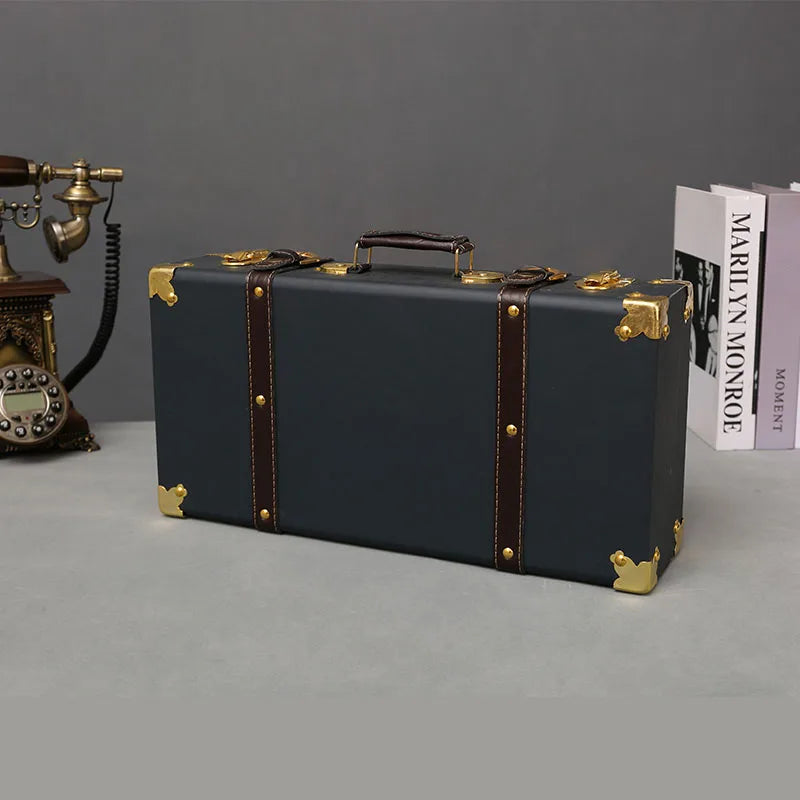 Luxurious Vintage Trunk Suitcases Leather — Brown | KIMLUD