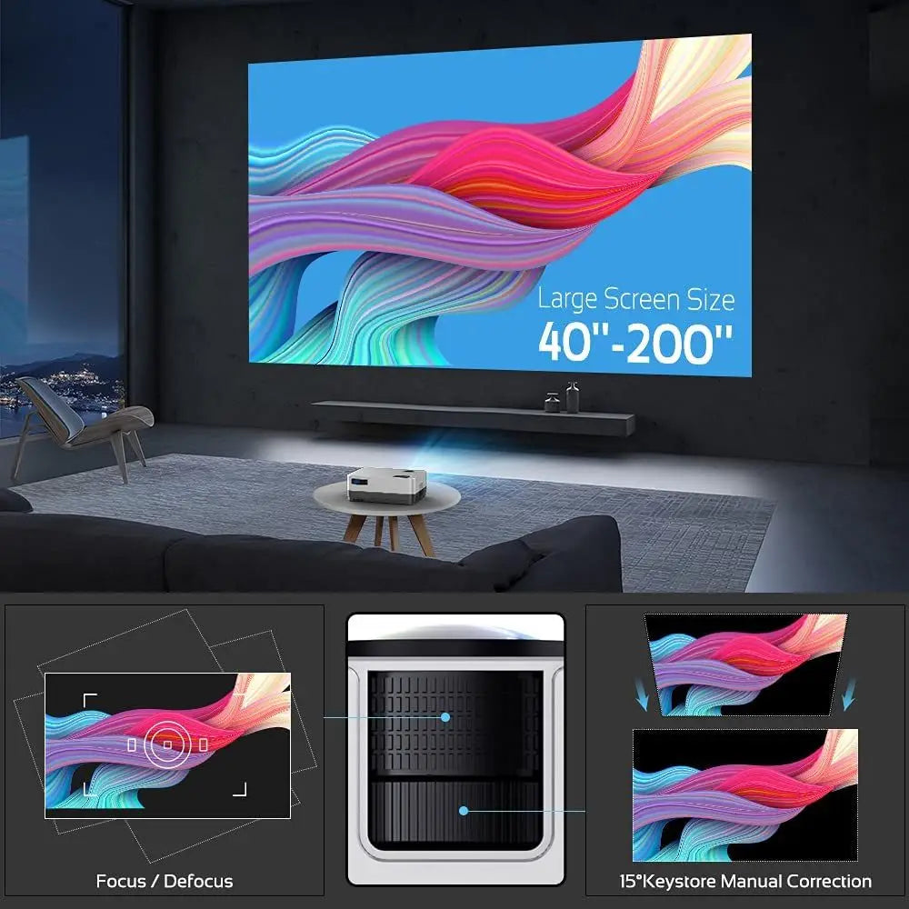 DBPOWER WiFi Projector with Carry Case 8500L Full HD 1080p Video Supports IOS/Android Sync Screen 5000 Lumens Updated Version