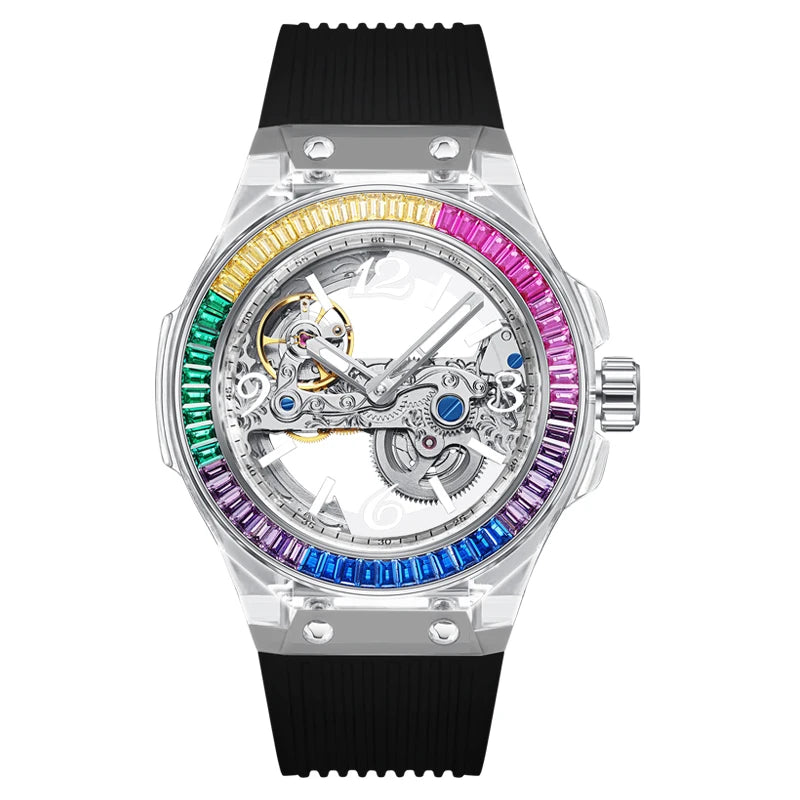 Silicone Band Diamond Inlaid Watch — Black | KIMLUD