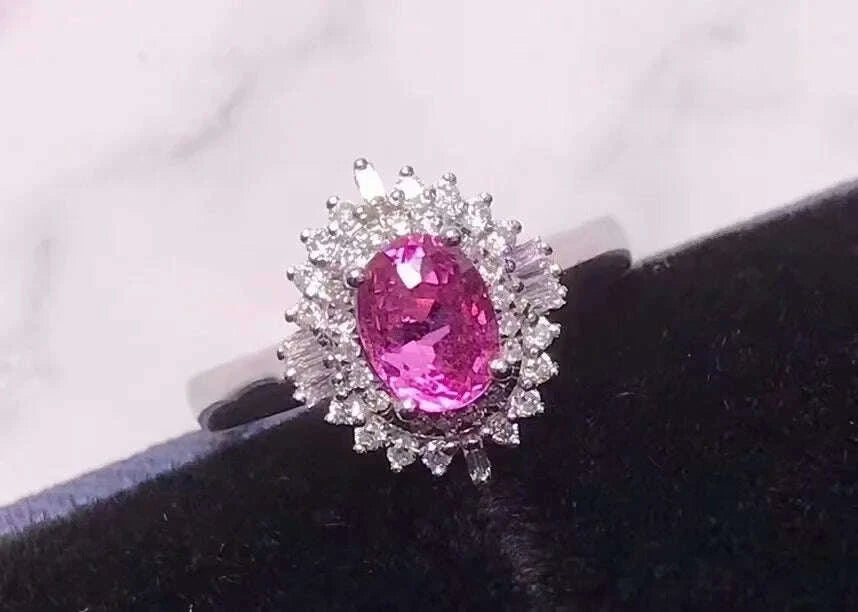 KIMLUD, Sgarit Luxury Wedding Ring Gemstone 18k White Gold 42pc Diamond 1.77ct Pink Sapphire Rings 3.14g Jewelry Women, KIMLUD Womens Clothes