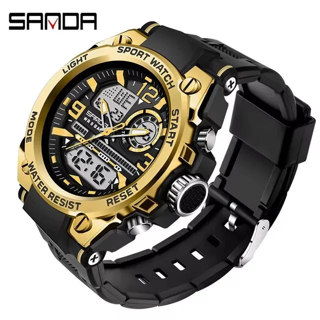 SANDA 6024 2025 Top Brand Men's Digital Watches 5ATM Waterproof Sport Wristwatch Quartz Watch for Men Clock Relogio Masculino