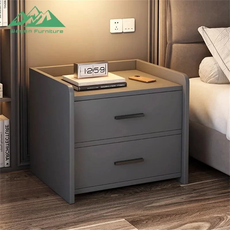 Solid Wood Bedside Cabinet Two-Drawer — Natural | KIMLUD