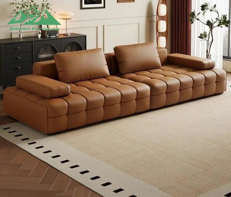Modern Synthetic Leather Upholstered Sectional Sofa for Living Room and School Use Home Furniture
