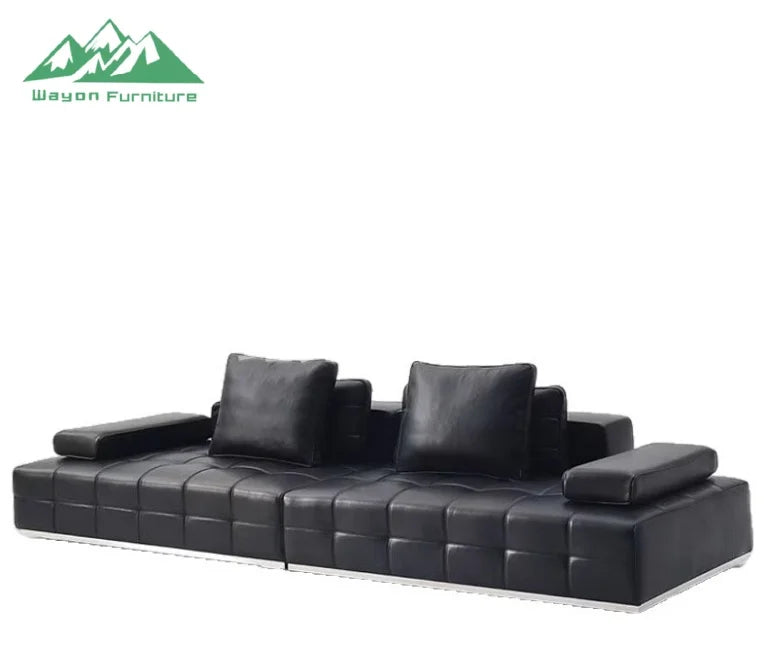 Modern Synthetic Leather Upholstered Sectional Sofa for Living Room and School Use Home Furniture