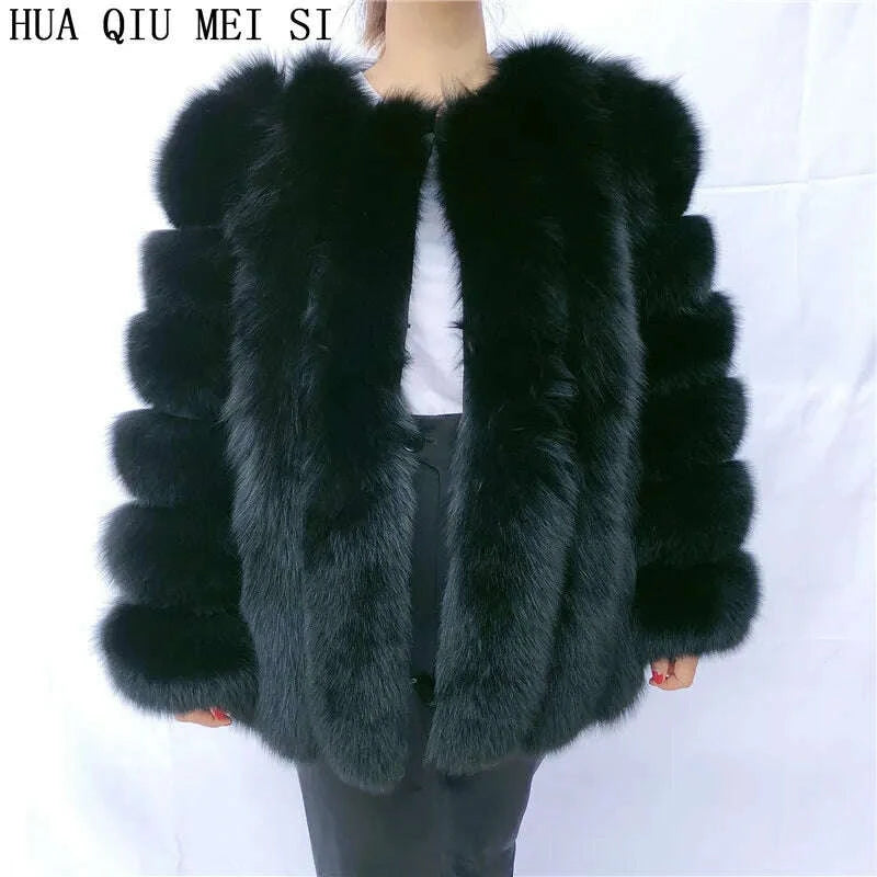 KIMLUD, Women's clothing fur coat red fox coat vertical stripe silver fox red fox fur coat fox fur coat women's natural fur coat coat, KIMLUD Womens Clothes