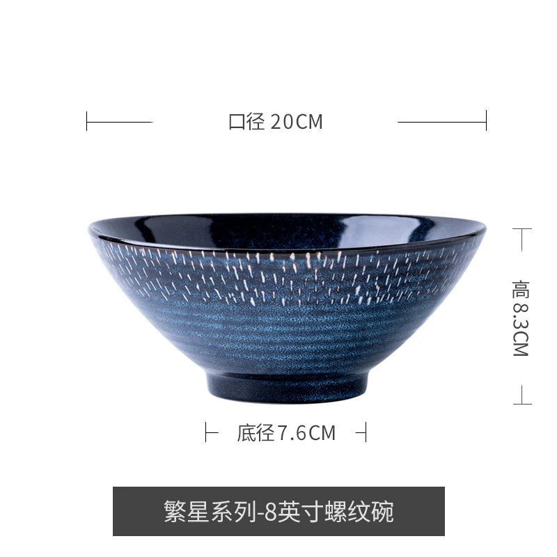 Ceramic Noodle Bowls Large Set — Cobalt Blue | KIMLUD