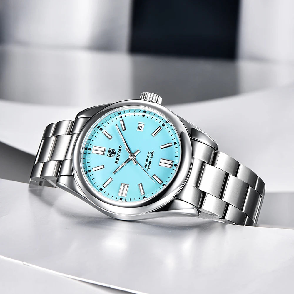 BENYAR Top Brand New Men Mechanical Wristwatches Stainless Steel Sports Automatic Watch 10Bar Waterproof Diving Watch for Men