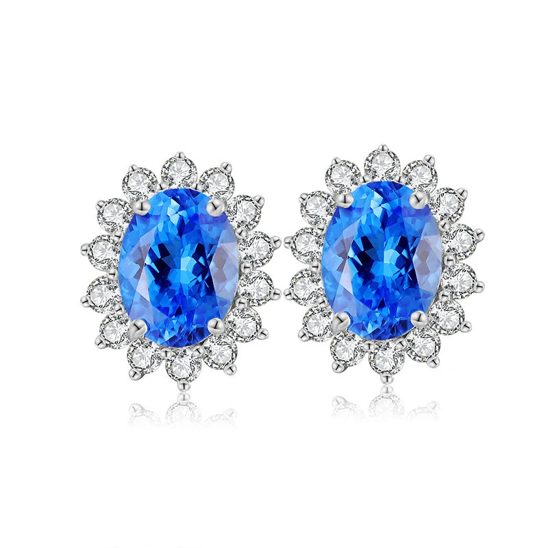 Lab Grown Emerald Stud Earrings 2.2 Carat 925 Silver — Green | KIMLUD