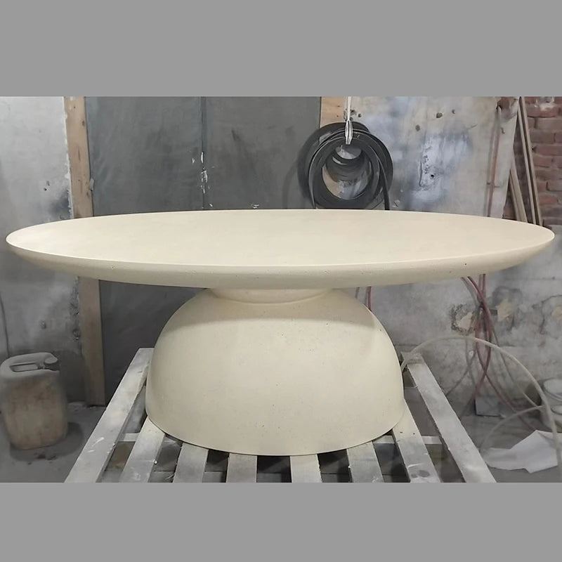 KIMLUD, Rice White Cement Concrete Furniture Apartment Durable Custom Midcentury Asian Outdoor Quality Tea Table Restaurant Furniture, KIMLUD Womens Clothes