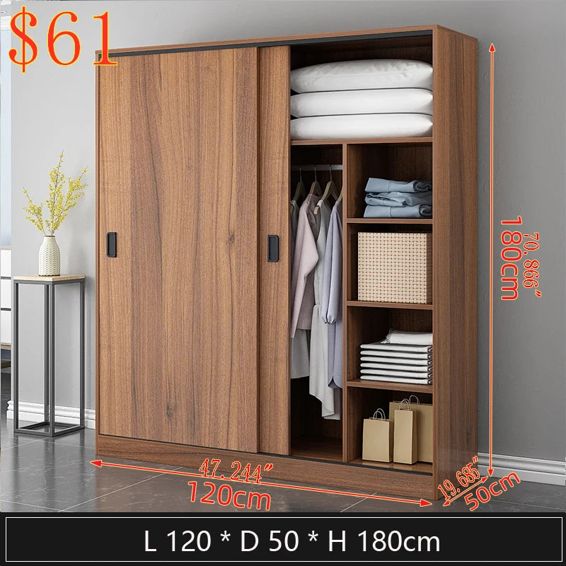 Wooden Wardrobe Minimalist Modern Bedroom Cabinet With Sliding Doors — White | KIMLUD