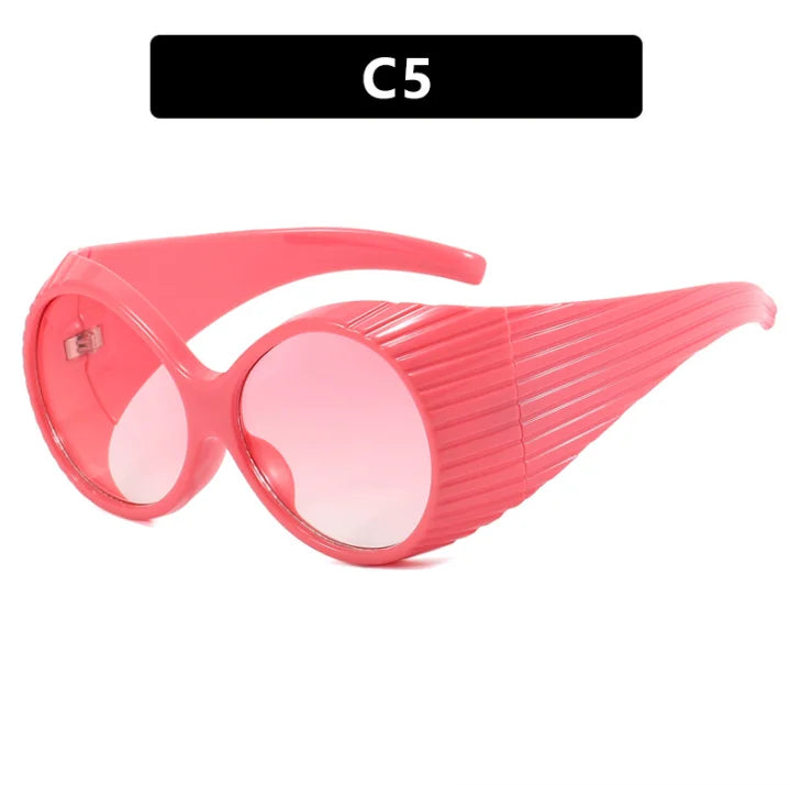 PC Thick Frame Round Sunglasses Solid — Black | KIMLUD