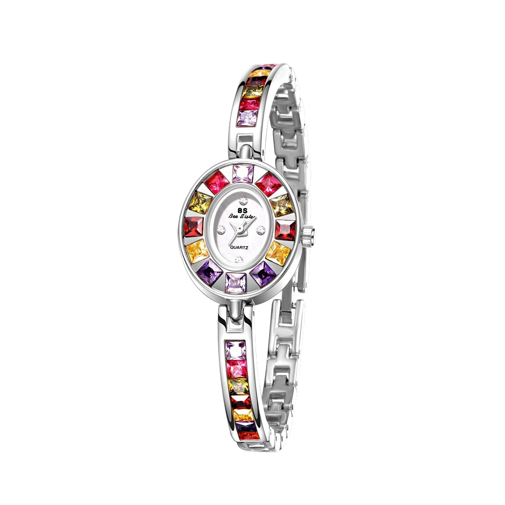 Quartz Watch Chain-Link Gradient Light — Silver | KIMLUD