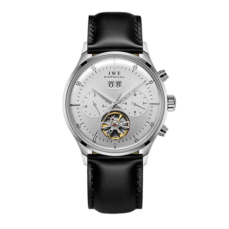 CARNIVAL Skeleton Tourbillon Watches Men Fashion Casual Waterproof Men Rose Gold Automatic Mechanical Watch Relogios Masculino