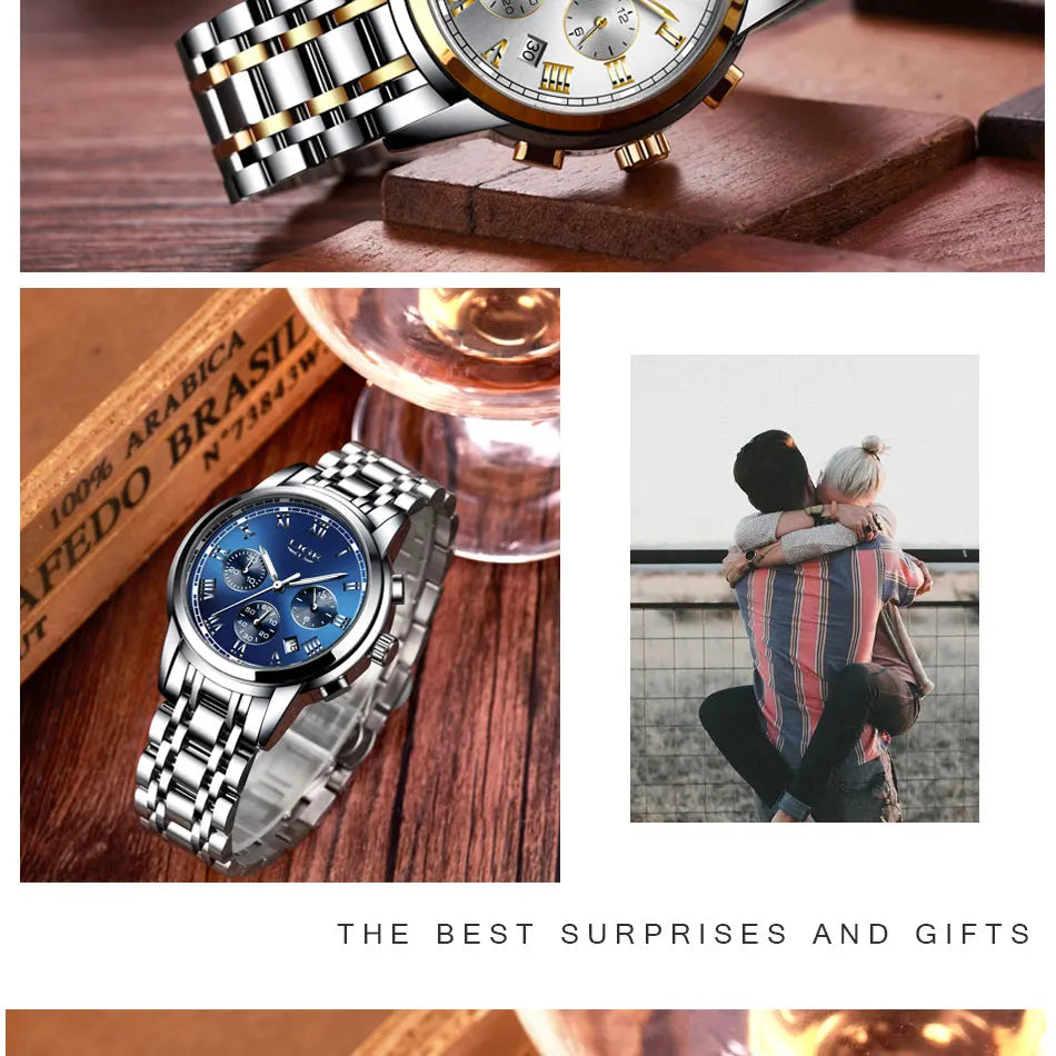 New Fashion Women Watches LIGE Top Brand Ladies Luxury Creative Steel Women Bracelet Watches Female Quartz Waterproof Watch Gift